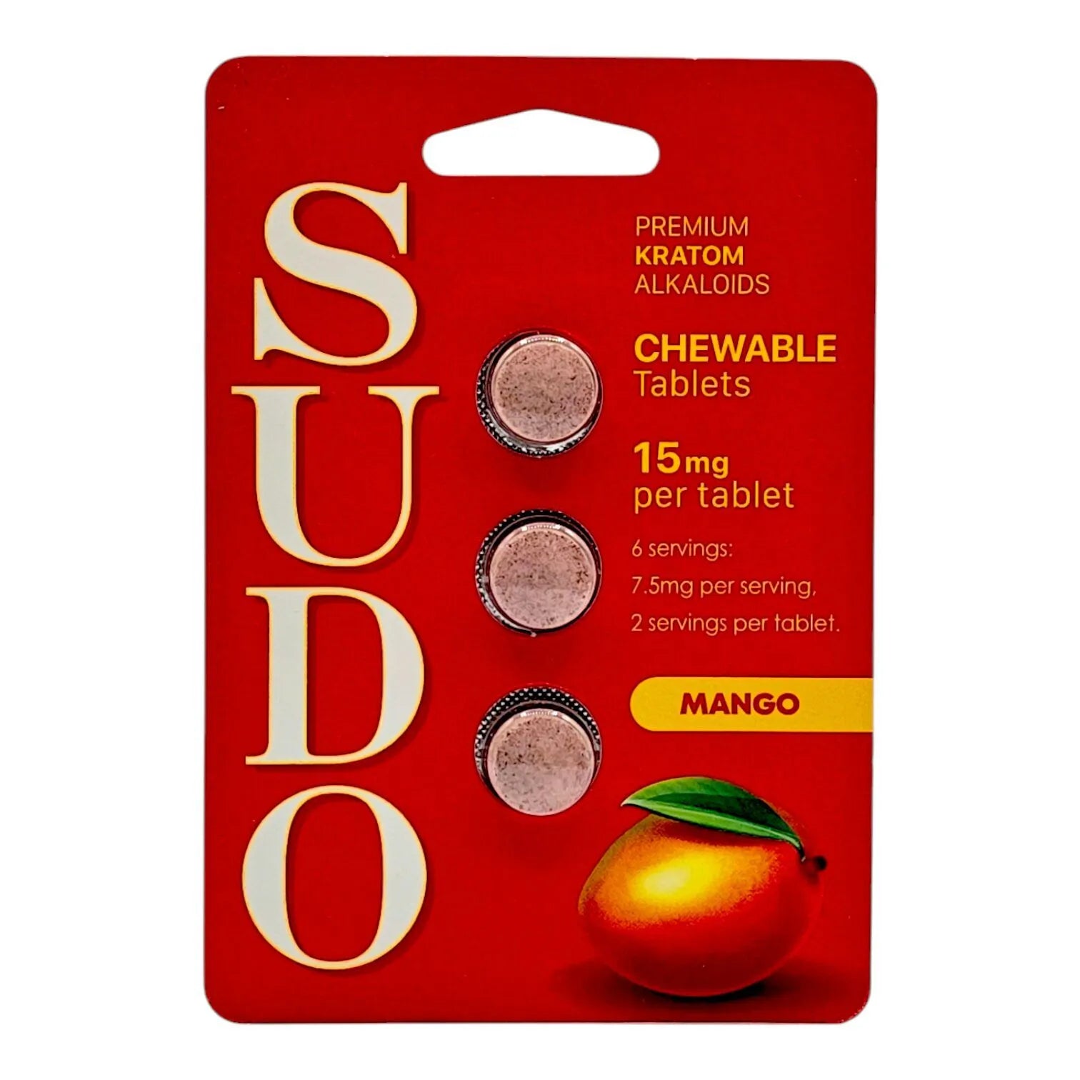 SUDO Premium Chewable Kratom Alkaloid Tablets - Mango Flavor
