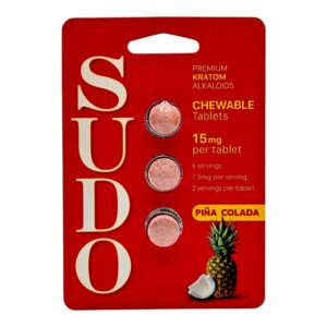 SUDO Premium Chewable Kratom Alkaloid Tablets - Pina Colada Flavor