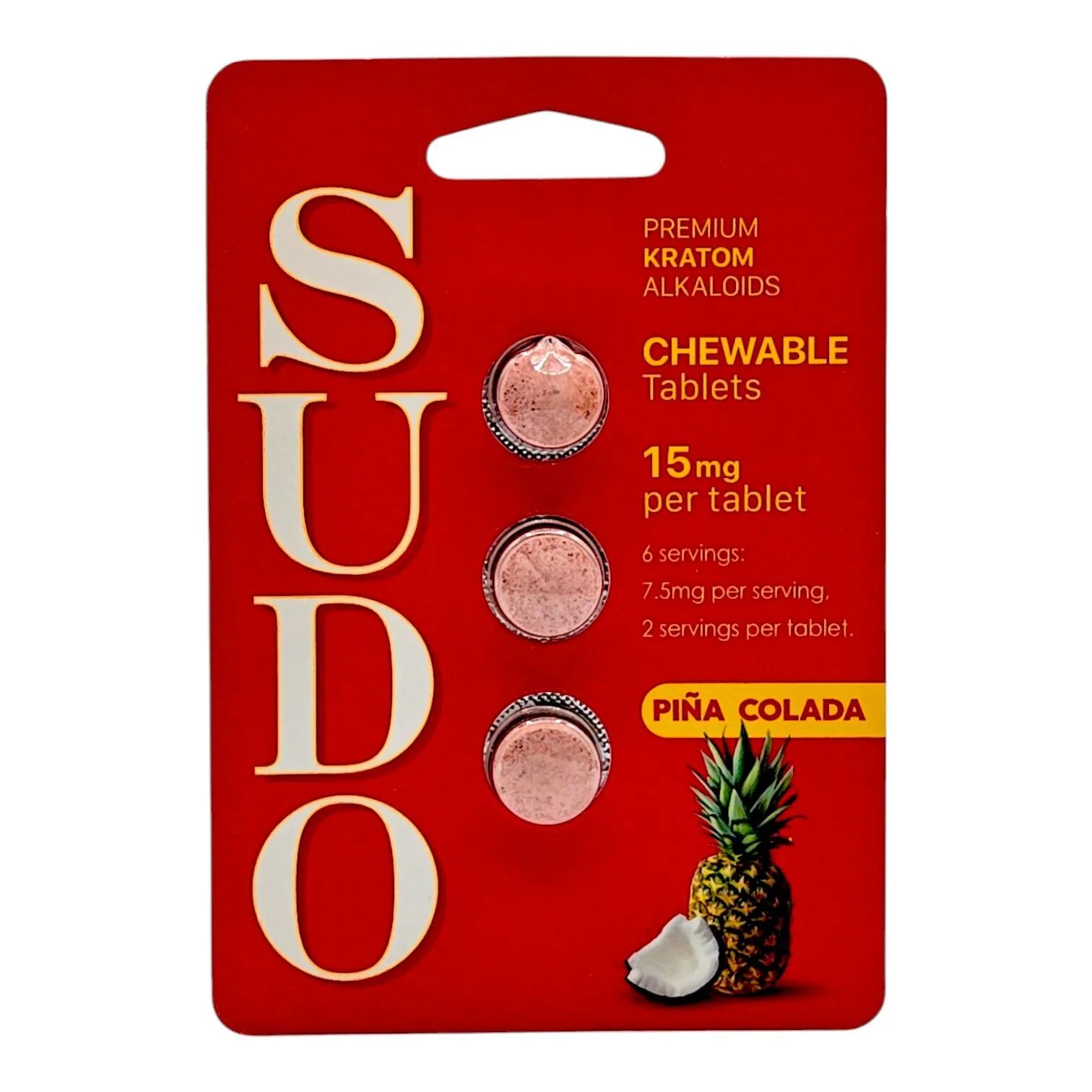 SUDO Premium Chewable Kratom Alkaloid Tablets - Pina Colada Flavor
