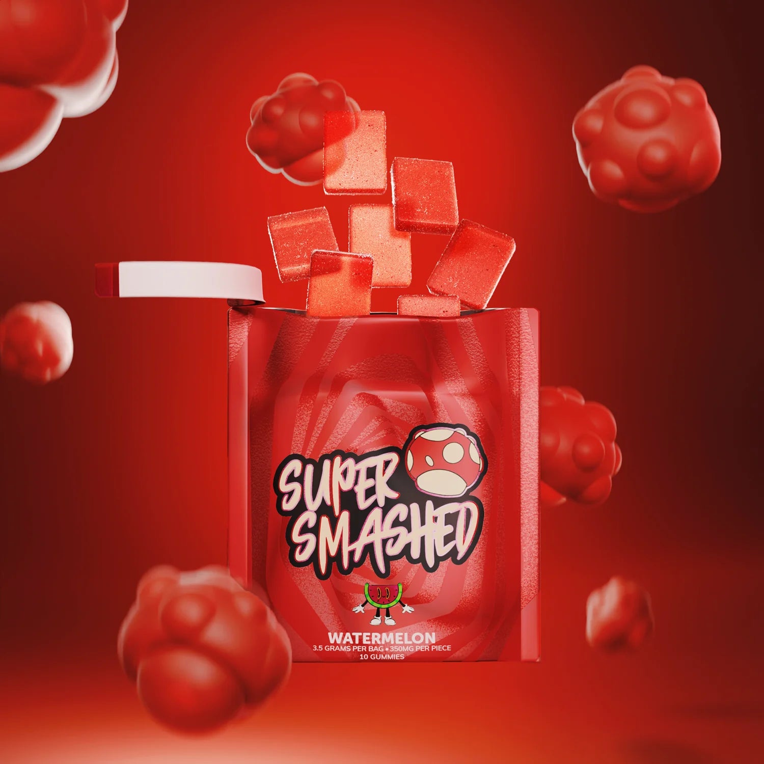 Super Smashed Mushroom Gummies Watermelon Flavor