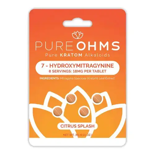 Pure Ohms 7-OH Kratom Extract Chewable Tablets Citrus Splash