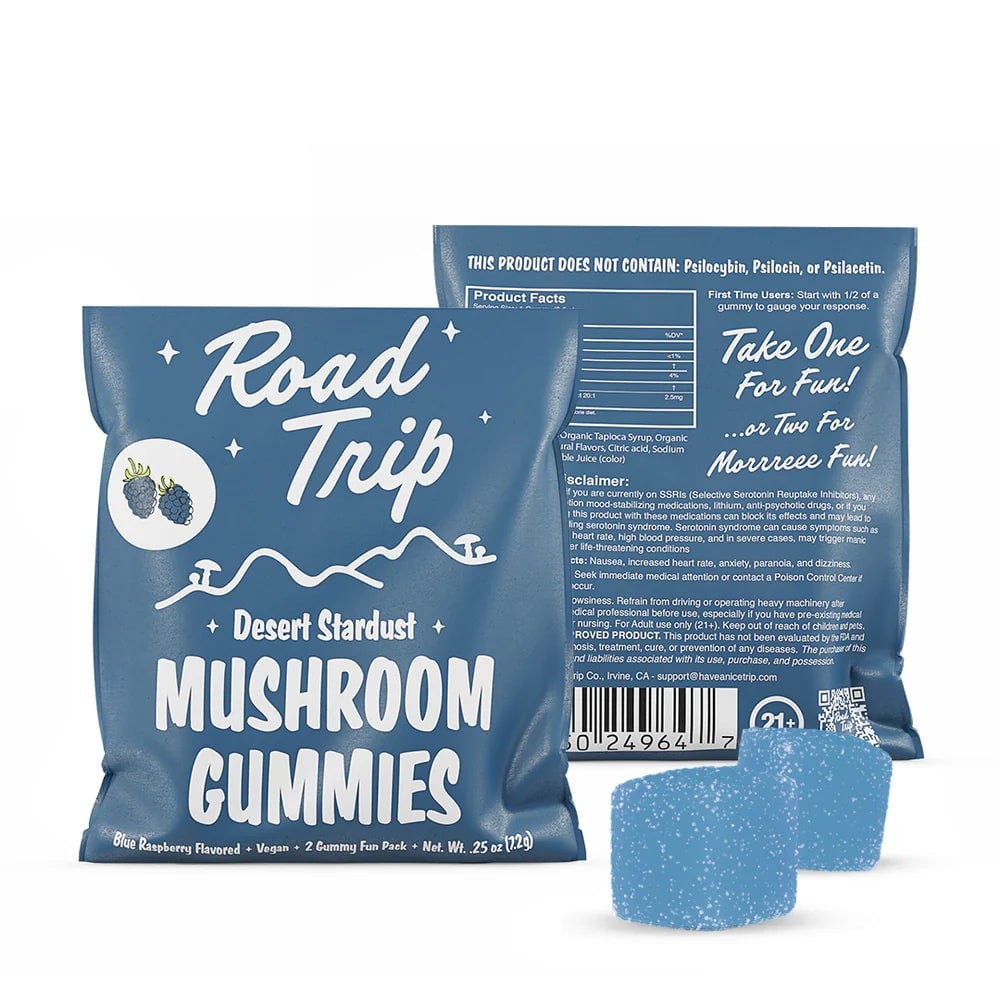 Road Trip Desert Stardust Mushroom Gummies (2 Count) - Blue Raspberry Flavor