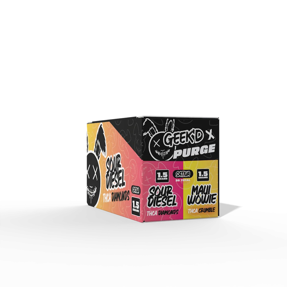 GEEK'D x PURGE THC-A Diamonds & Crumble (3000mg) - Sour Diesel, Maui Wowie