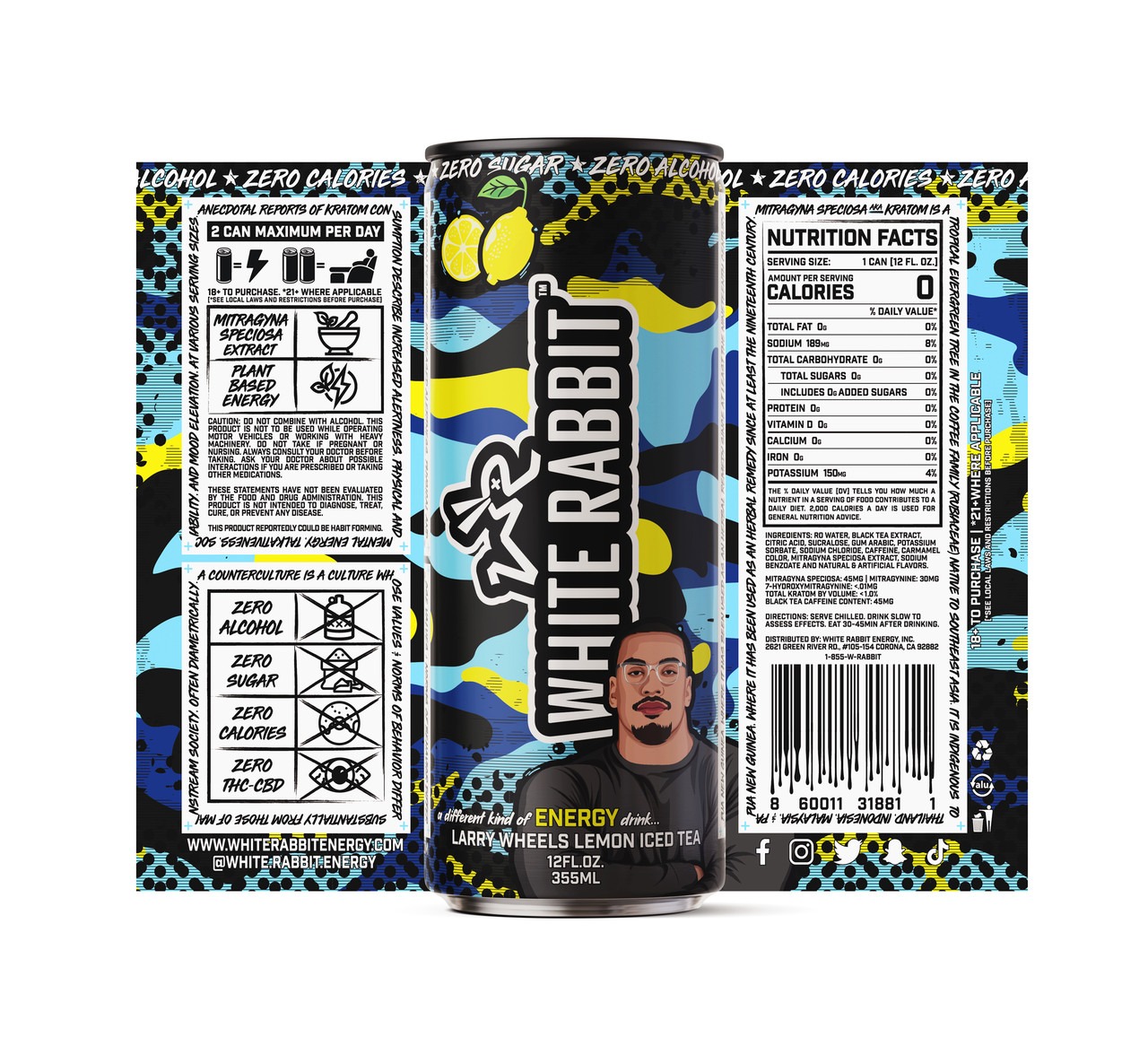 White Rabbit Kratom Seltzer - Larry Label