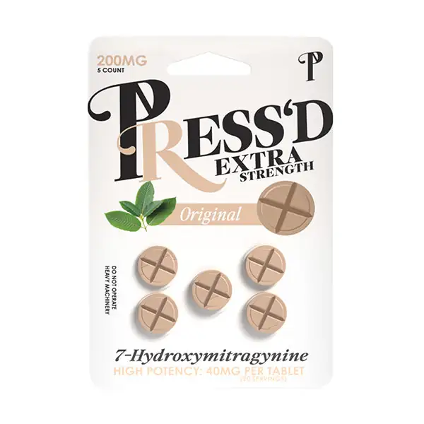 Press'd Extra Strength 7-Hydroxy Tablets, 200mg, 5ct, Original flavor