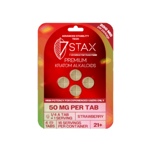 7Stax Premium 7-OH Kratom Alkaloid Tablets (200mg - 4 Count) - Strawberry Flavor