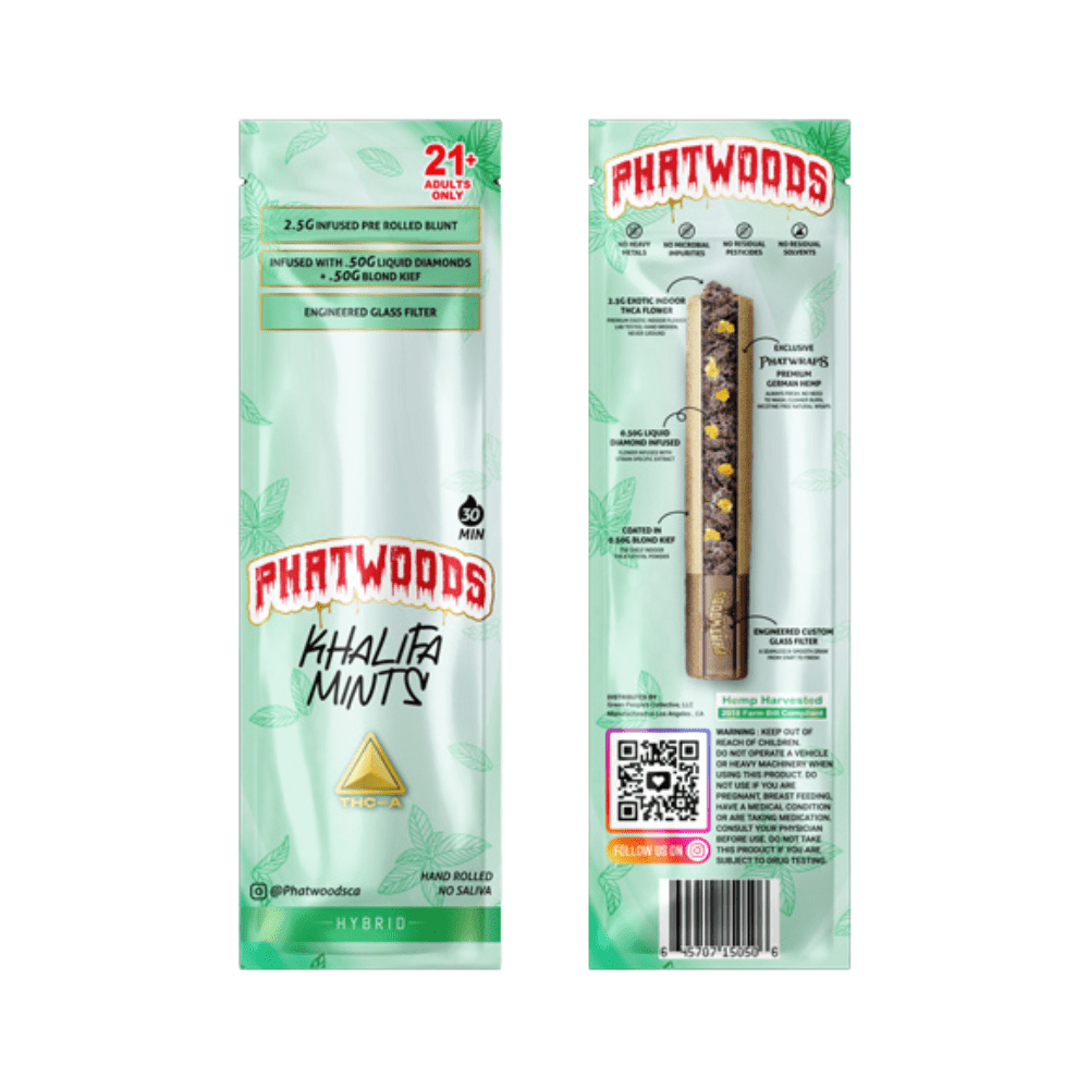 PhatWoods THCA Pre Rolled Blunt 2500mg - Khalifa Mints