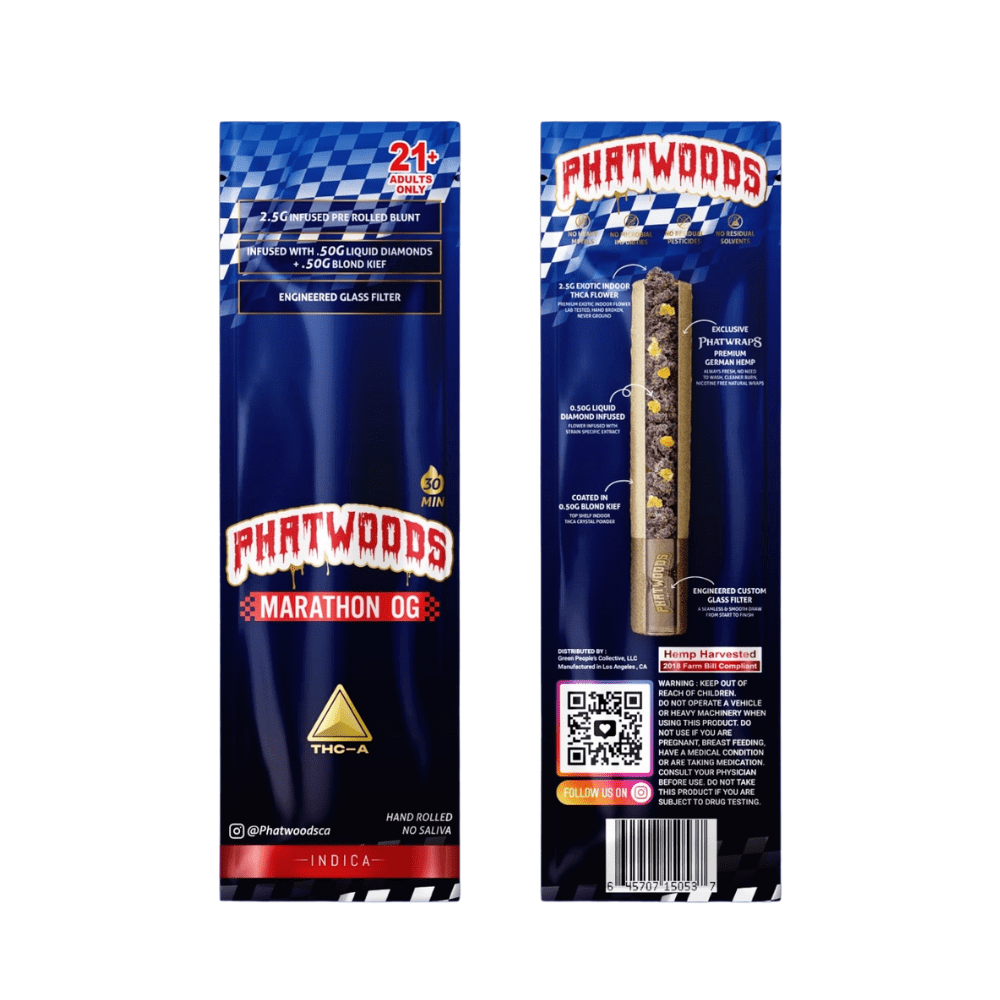 Phatwoods THC-A Pre-Rolled Blunt (3500mg) - Indica ~ Marathon OG