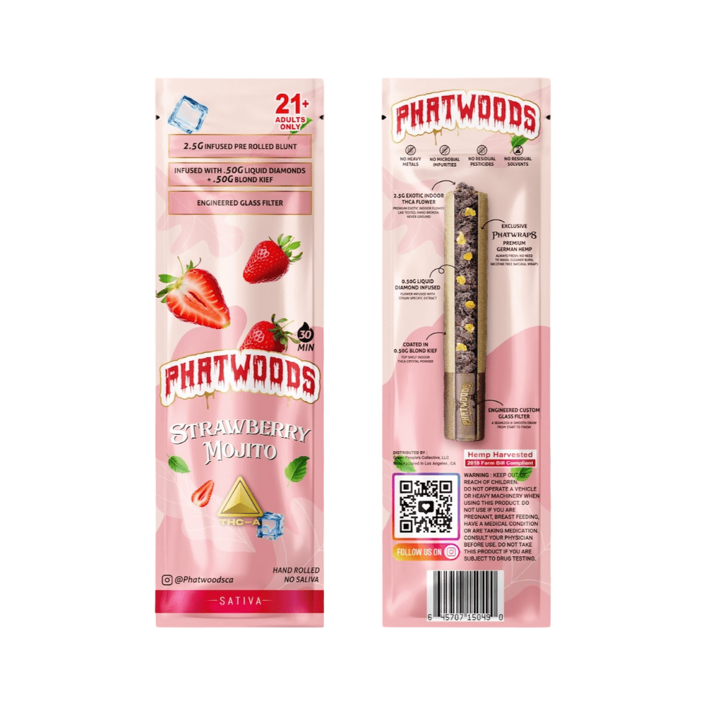Phatwoods THC-A Pre-Rolled Blunt (3500mg) - Sativa ~ Strawberry Mojito