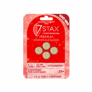 7Stax Premium 7-OH Kratom Alkaloid Tablets (120mg - 4 Count) - Strawberry Flavor