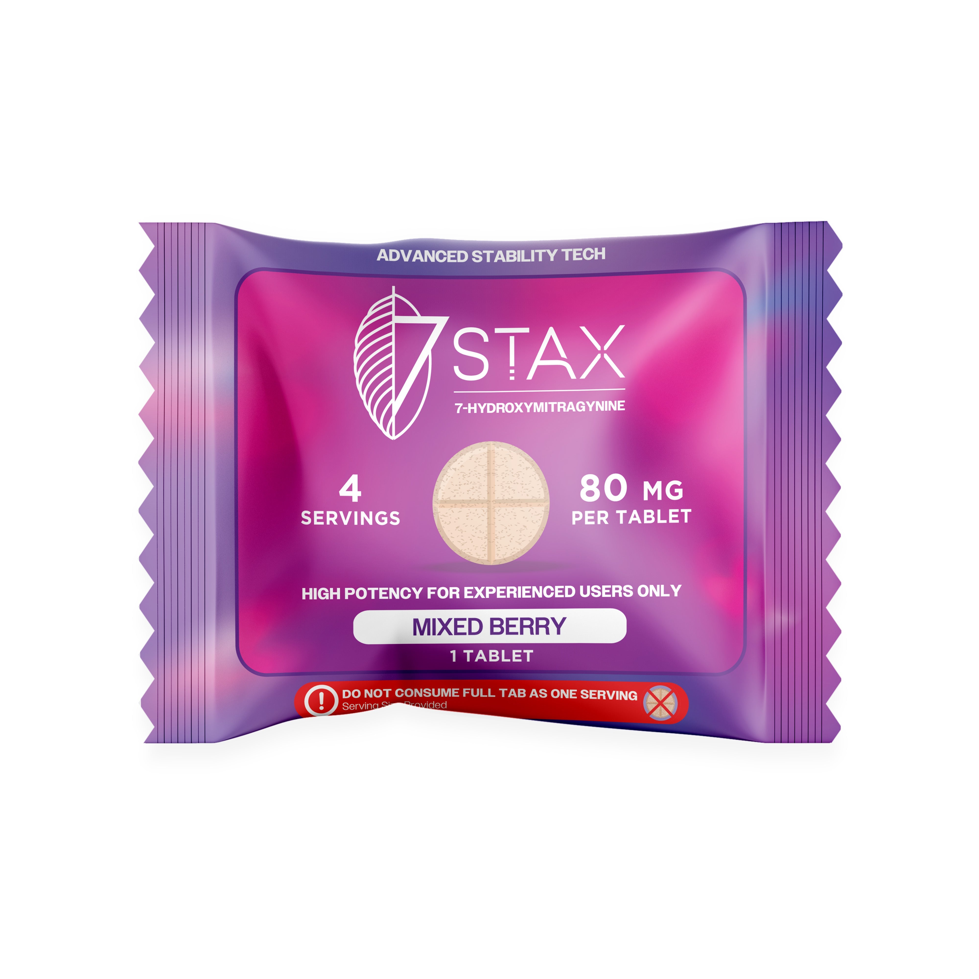 Buy 7Stax Premium 7-OH Kratom Alkaloid Tablets - 80mg - 1 Count - Mixed Berry Flavor