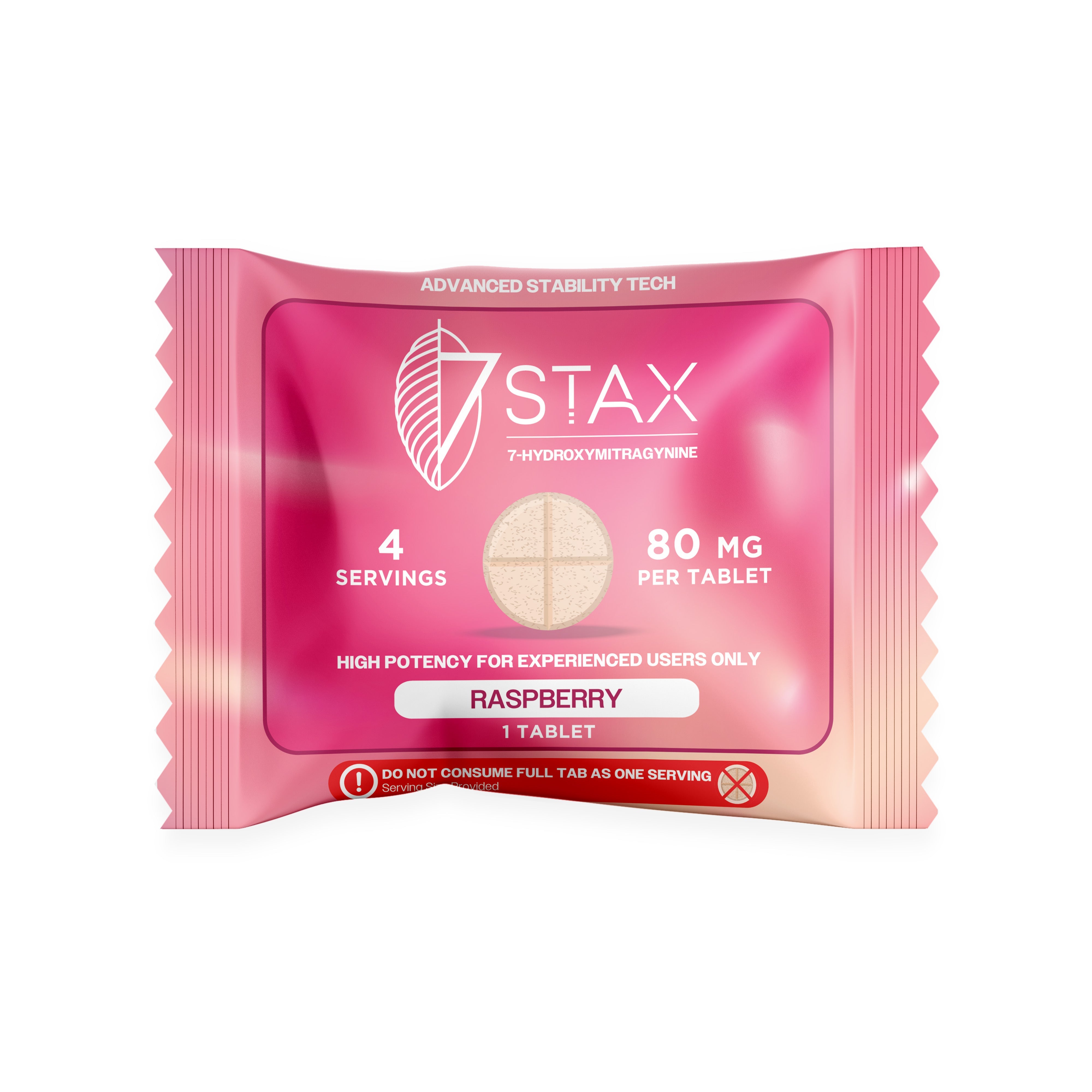 Buy 7Stax Premium 7-OH Kratom Alkaloid Tablets - 80mg - 1 Count - Raspberry Flavor