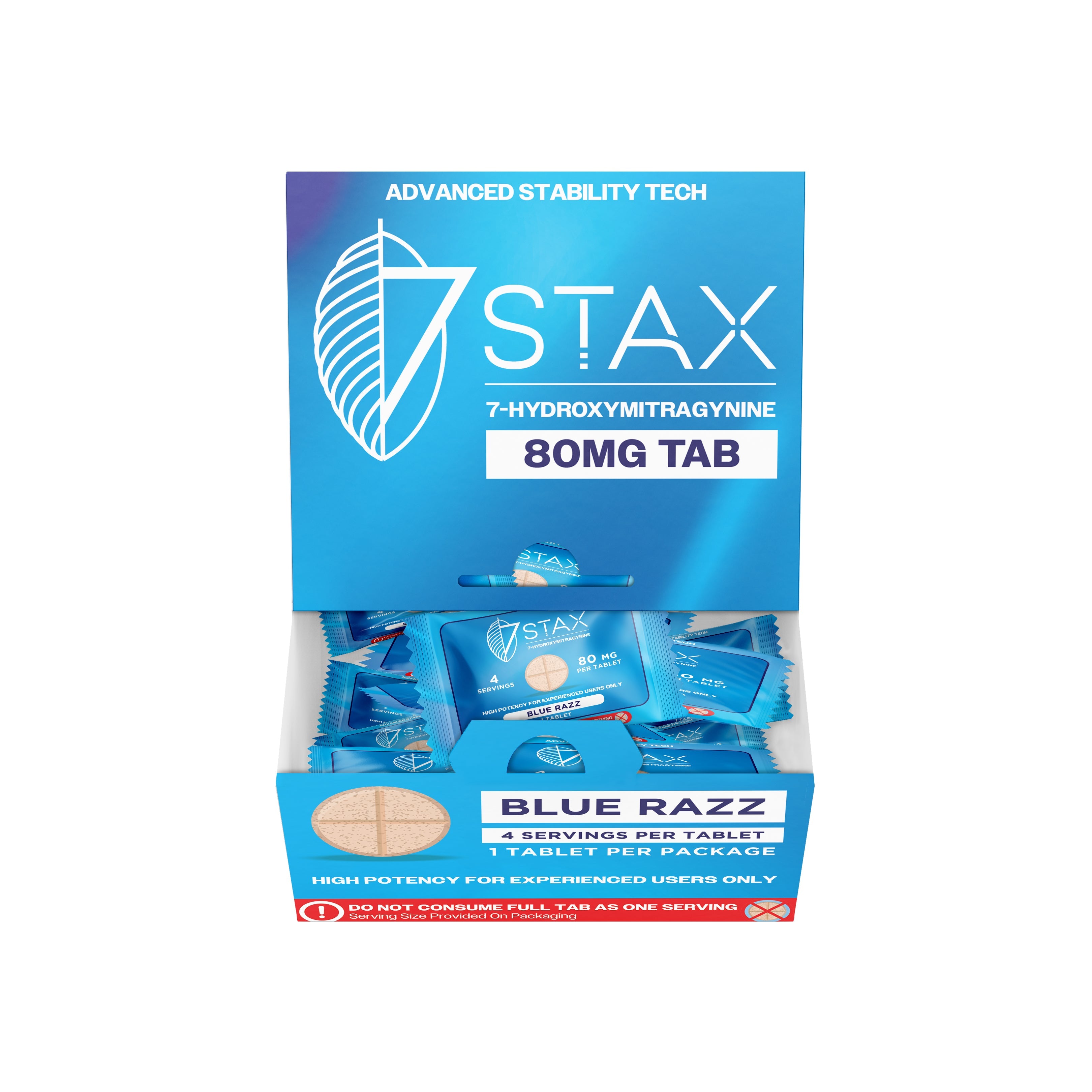 Buy 7Stax Premium 7-OH Kratom Alkaloid Tablets - 80mg - 1 Count - Blue Razz Flavor