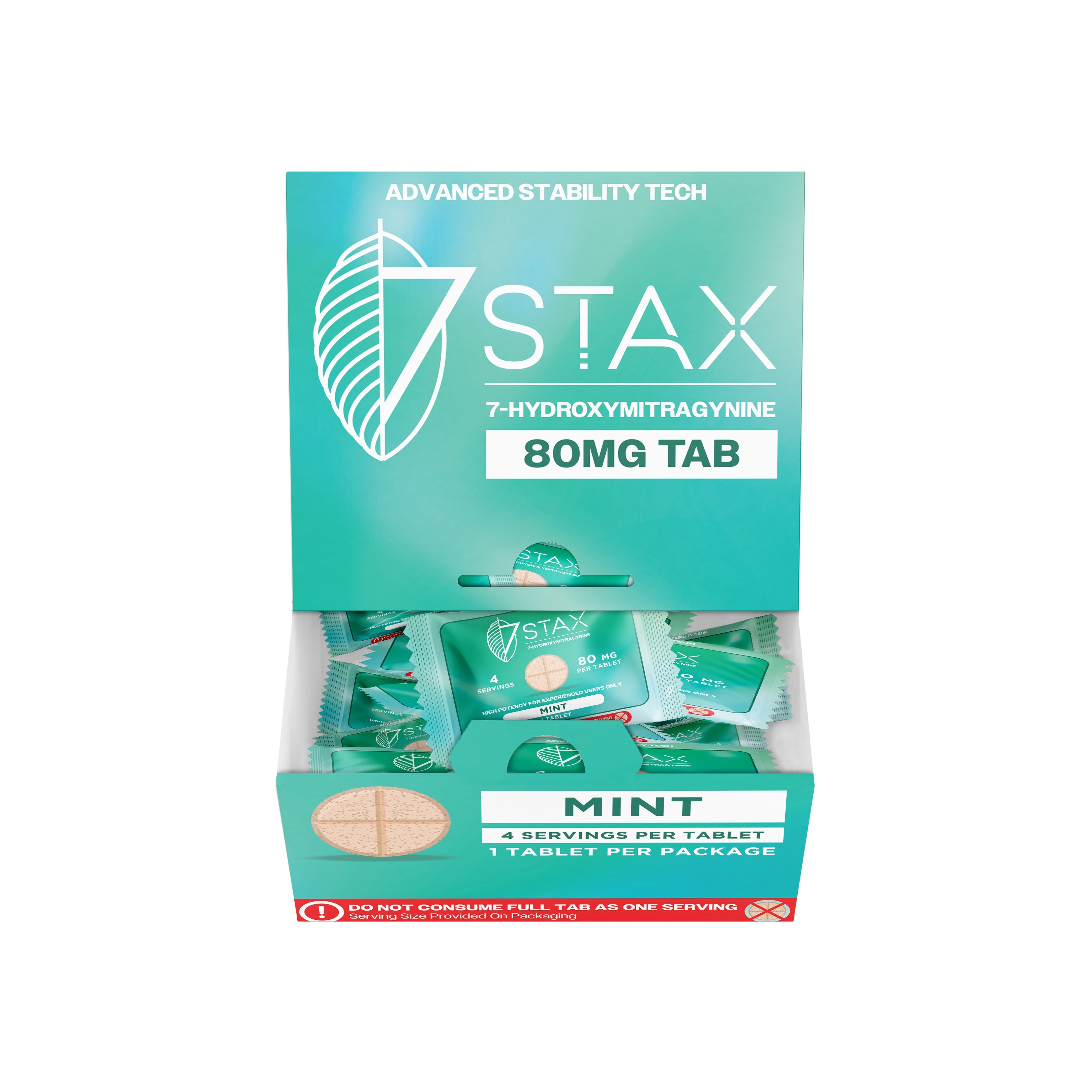 Buy 7Stax Premium 7-OH Kratom Alkaloid Tablets - 80mg - 1 Count - Mint Flavor