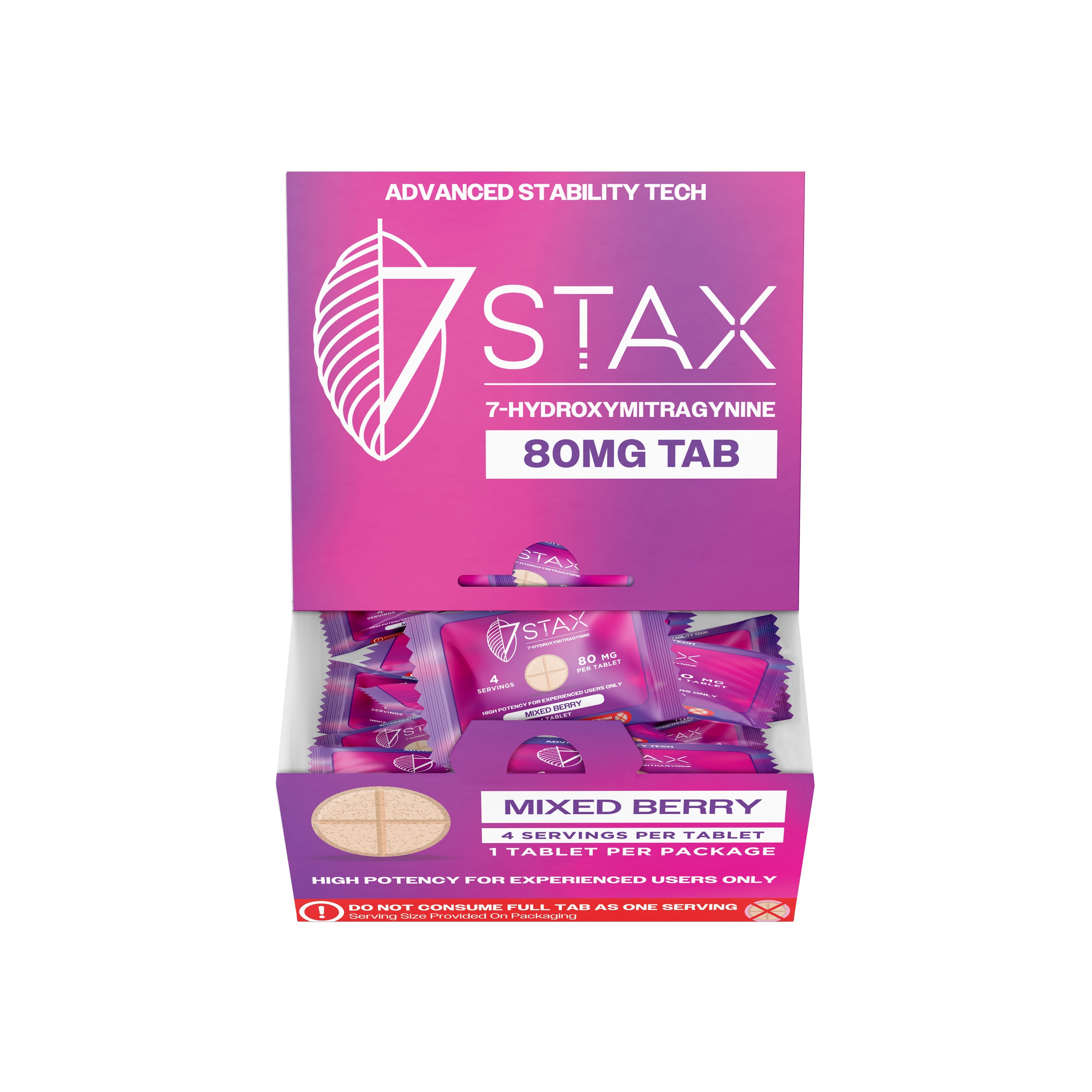 Buy 7Stax Premium 7-OH Kratom Alkaloid Tablets - 80mg - 1 Count - Mixed Berry Flavor