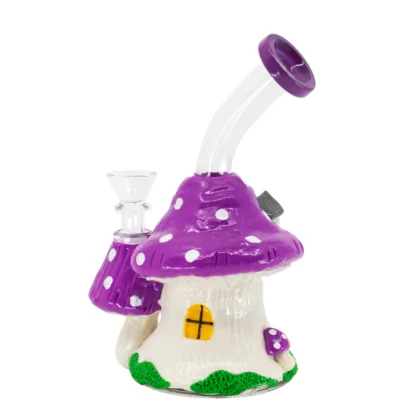 Purple Cottage Bong | Mushroom House Fantasy Glass Bong