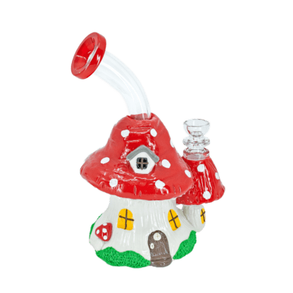 Red Cottage Bong | Mushroom House Fantasy Glass Bong with Perc