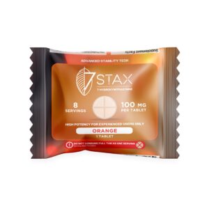 7Stax premium 7-OH kratom alkaloid tablet in orange flavor, 100mg single foil wrapper