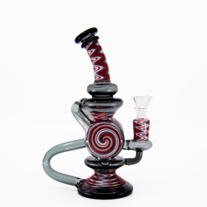 Psychedelic Spiral Bong – Red + Black Trippy Glass Bong