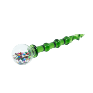 Sparkle dab stick, green crystal-handled dab tool, white background product shot