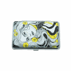 Starry Eyed joint case, compact faux leather stash holder with swirl face artwork
