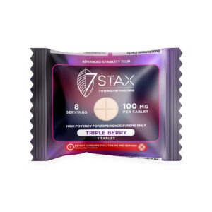 7Stax premium 7-OH kratom alkaloid tablet in triple berry, 100mg purple wrapper