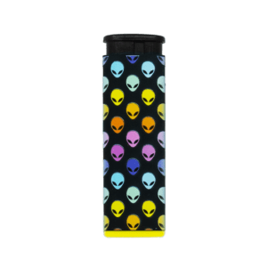 ALIENS torch lighter, refillable jet flame with colorful cosmic alien head print