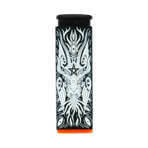 Baphomet torch lighter, XinaXiii artist collab by Cannabitches, black with white art