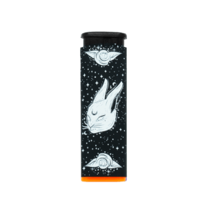 Black Rabbit Rose torch lighter by Cannabitches, black rabbit and rose art, orange base