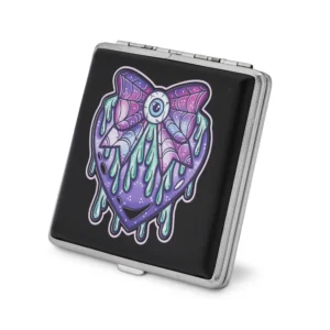 Black Eye Love You to Death stash case by Cannabitches and Tarryn Ann, black skeleton art