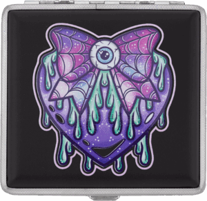 Black Eye Love You to Death stash case, Cannabitches x Tarryn Ann dripping heart art