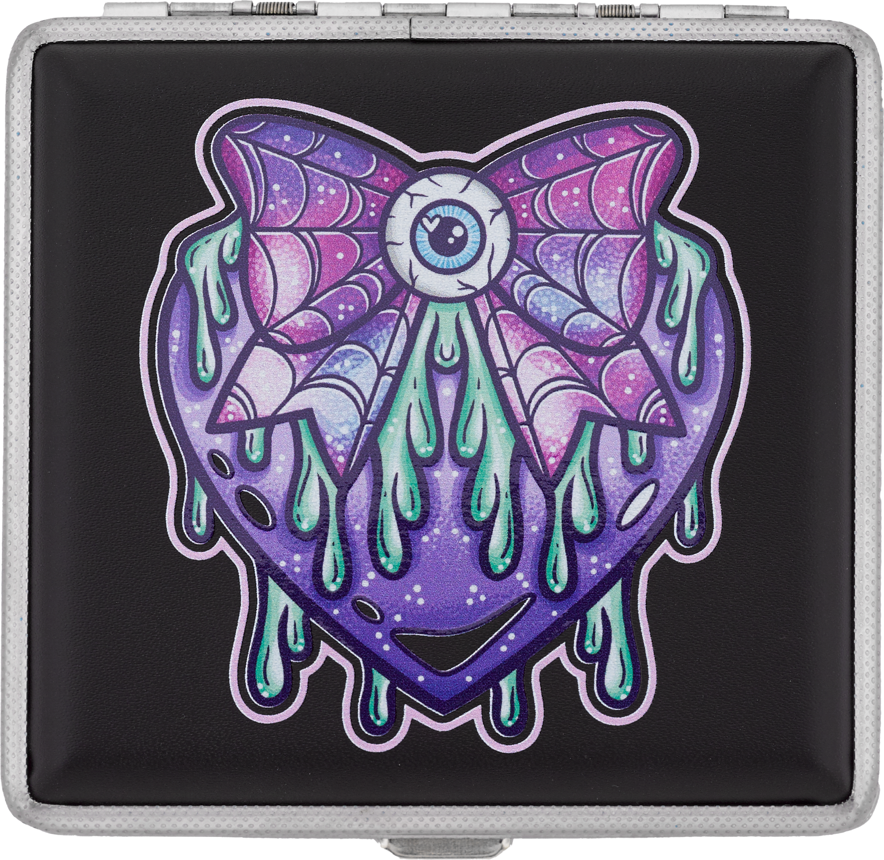 Black Eye Love You to Death stash case, Cannabitches x Tarryn Ann dripping heart art