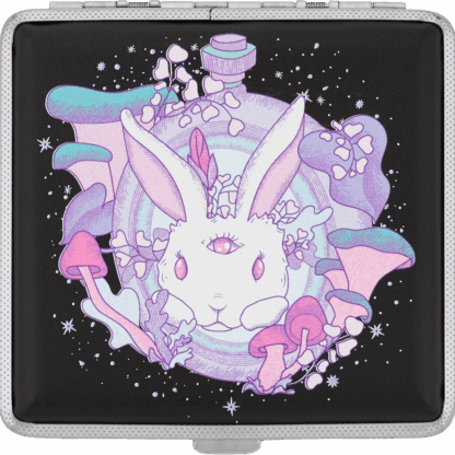 Follow the White Rabbit Stash Case by Ella — Psychedelic Bunny Design