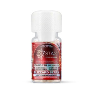 7Stax premium 7-OH kratom tablets in blizzard berry, holiday drop, 1500mg bottle