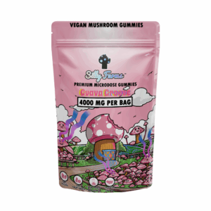 Silly Farms magic mushroom gummies in guava groove, 4000mg pink pouch