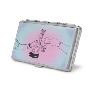 High On Em joint case by Em. Hashh, holographic case at three-quarter angle