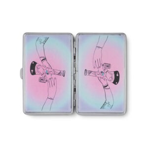 High On Em artist-designed joint case by Em Hashh, purple metal case with art, closed