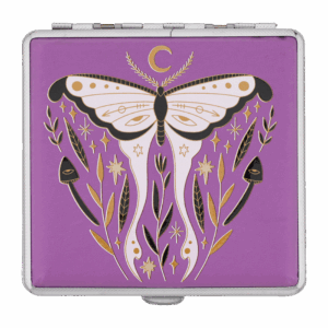 Luna Moth joint case by Cannabitches, purple moon witch stash box with gold moth