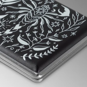 Scorpio Rising black astrology joint case by Cannabitches, black metal stash box