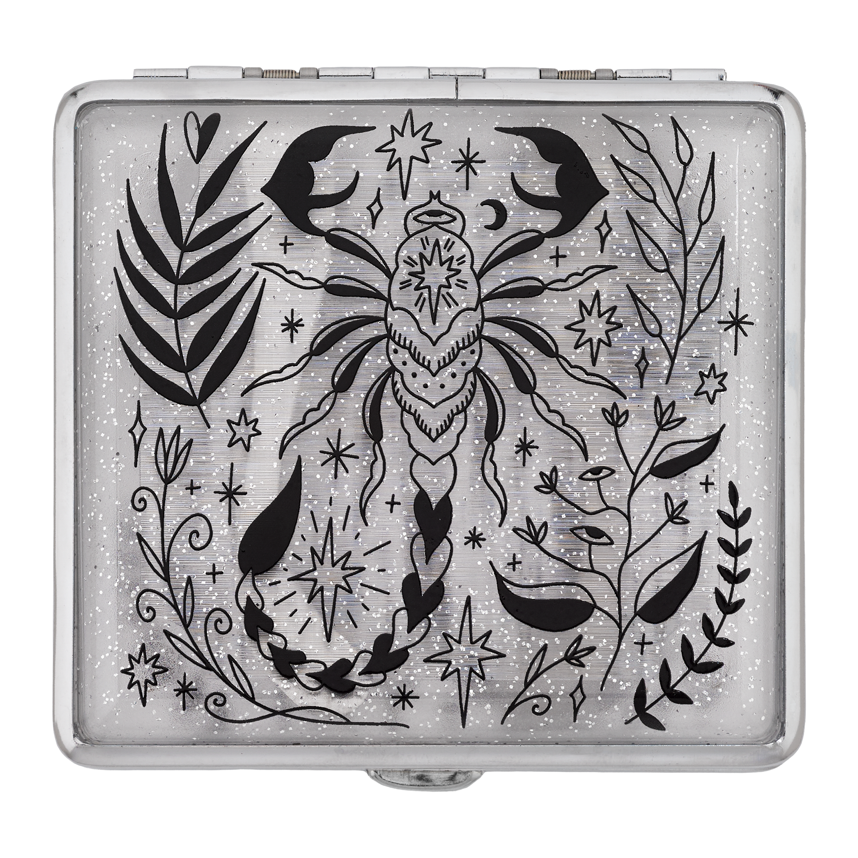 Scorpio joint case by Cannabitches, clear glitter zodiac stash box with scorpion