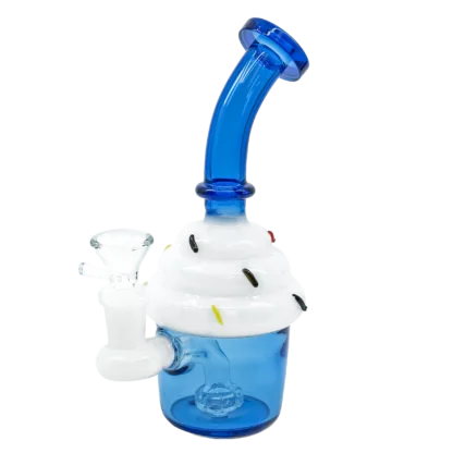 Cupcake Bong – Blue Glass Dessert Bong with Frosting