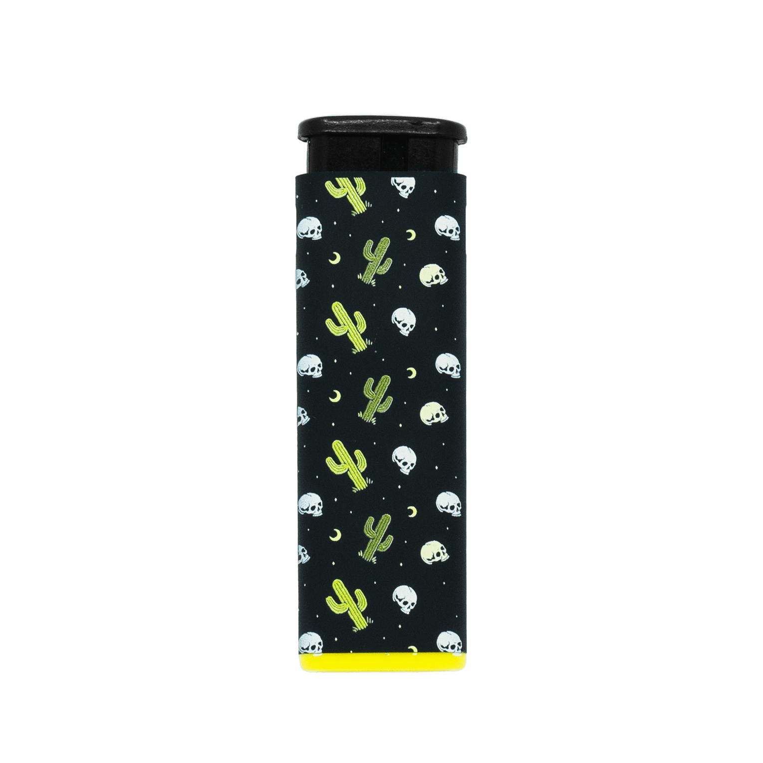 Desert Skull refillable windproof torch lighter with cactus and skull print on black