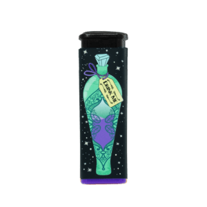 Feed Your Head refillable torch lighter, black with green potion art and purple base