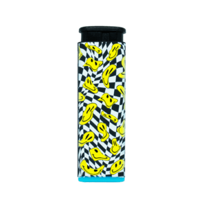 Glitchy Jet refillable torch lighter with double-sided yellow lightning bolt pattern