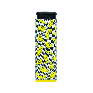 Glitchy Jet refillable torch lighter in yellow smiley glitch pattern