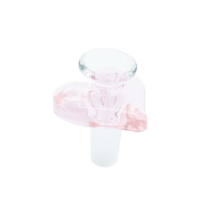 Heart Bowl, 14mm pink glass bong bowl piece with translucent heart-shaped design