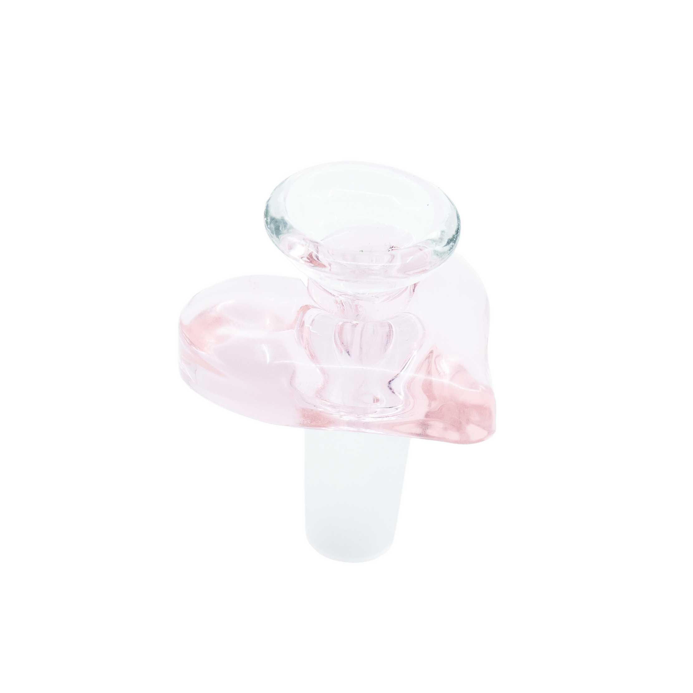 Heart Bowl, 14mm pink glass bong bowl piece with translucent heart-shaped design