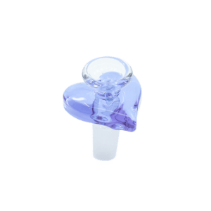 Purple Heart bowl slide, 14mm pastel purple heart-shaped glass bong bowl, product shot