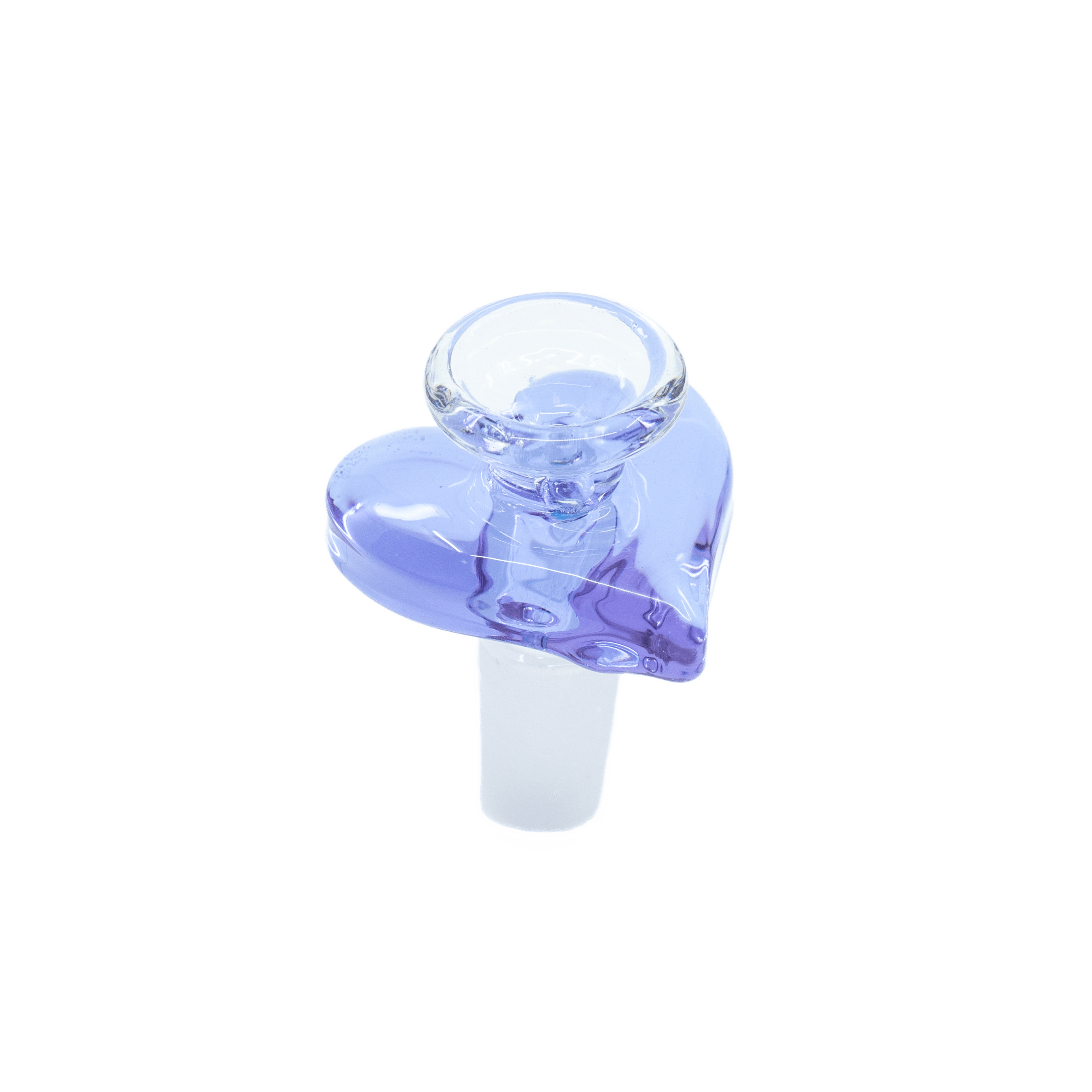 Purple Heart bowl slide, 14mm pastel purple heart-shaped glass bong bowl, product shot
