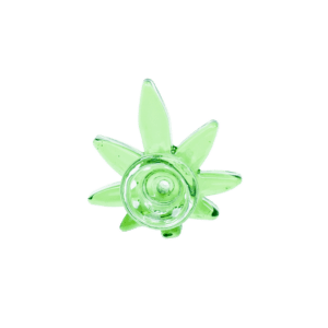 Sweet Re-Leaf Bowl, translucent green glass bong bowl piece shaped like a star leaf